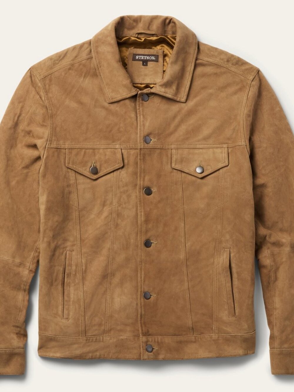 NWT Mens Stetson Suede Trucker Jacket Large Saddle Brown Western Cowboy